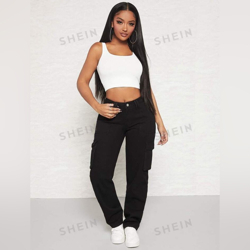 SHEIN black cargo pants Y2K inspired